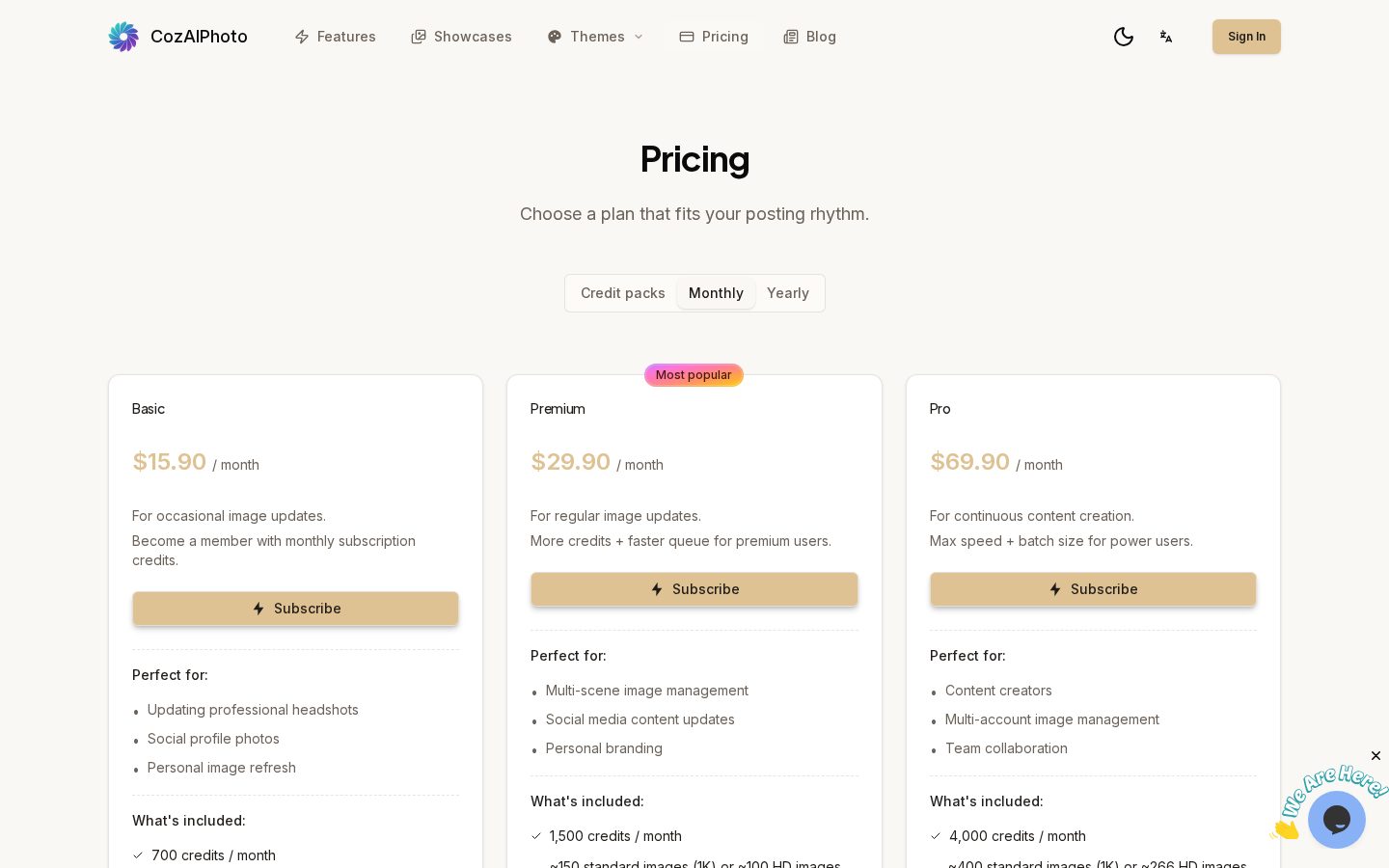 CozAIPhoto Pricing