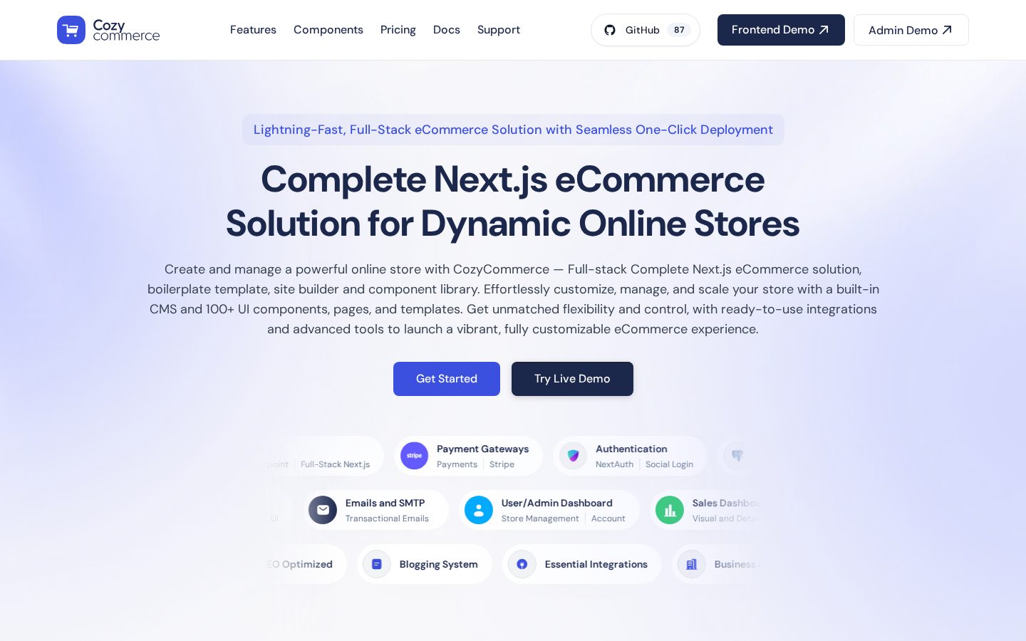 CozyCommerce Homepage