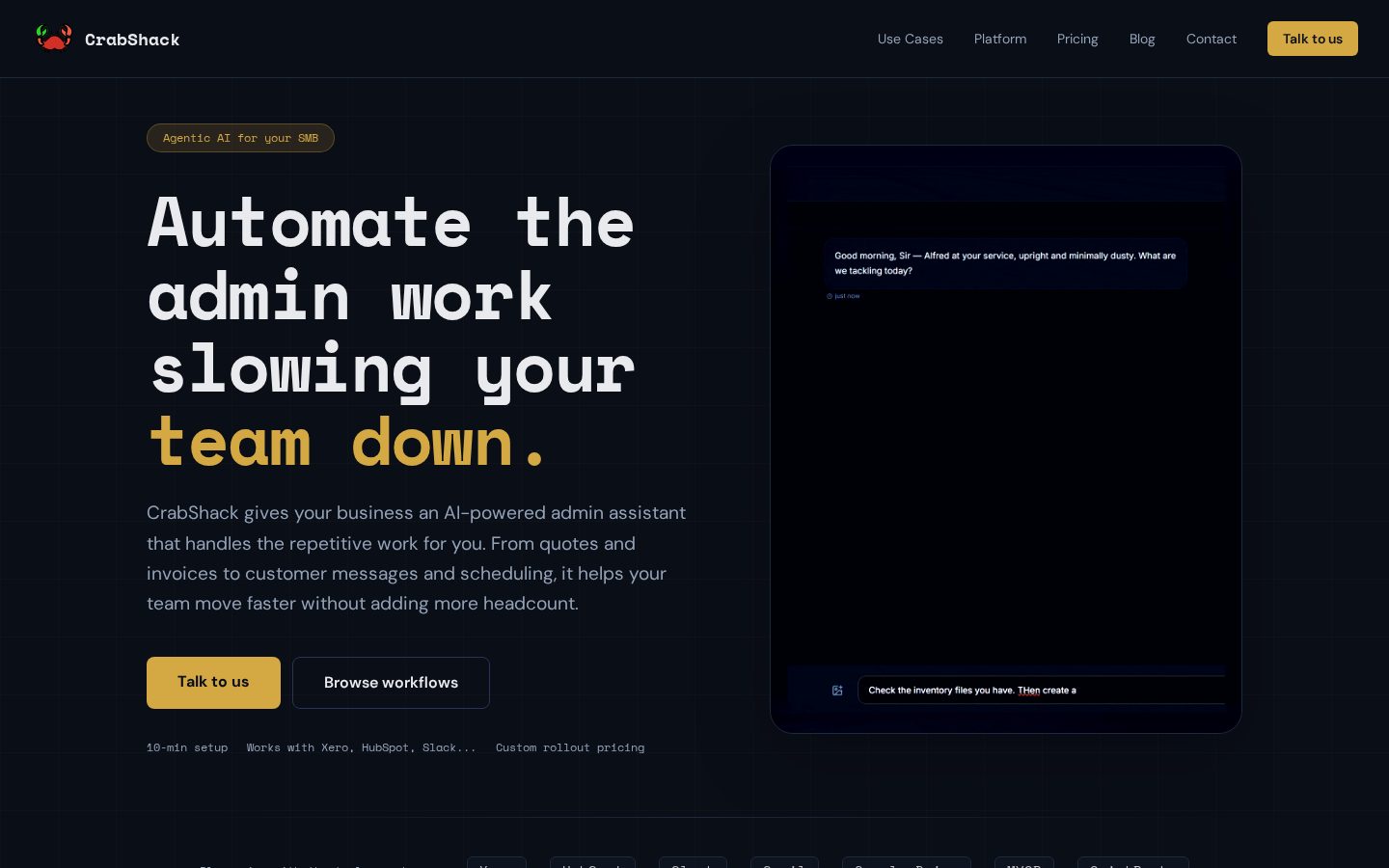 CrabShack AI Homepage