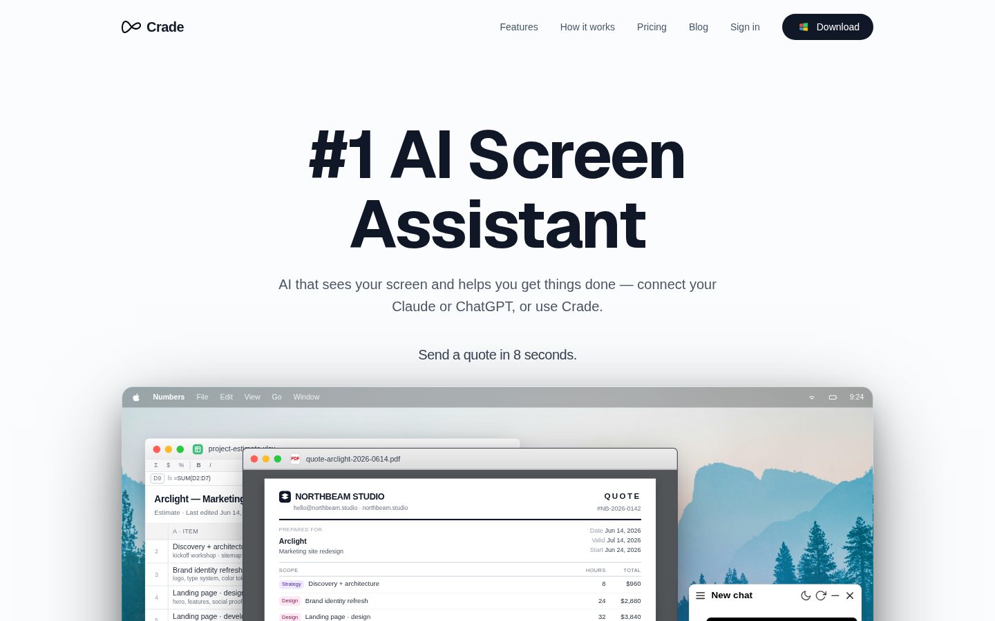 Crade AI Homepage
