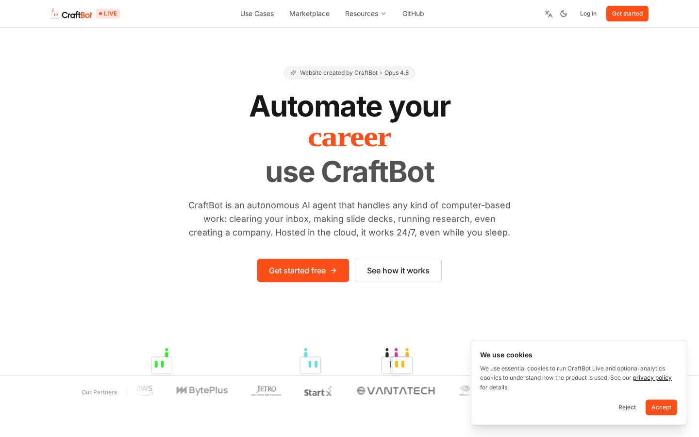 CraftBot Live Homepage