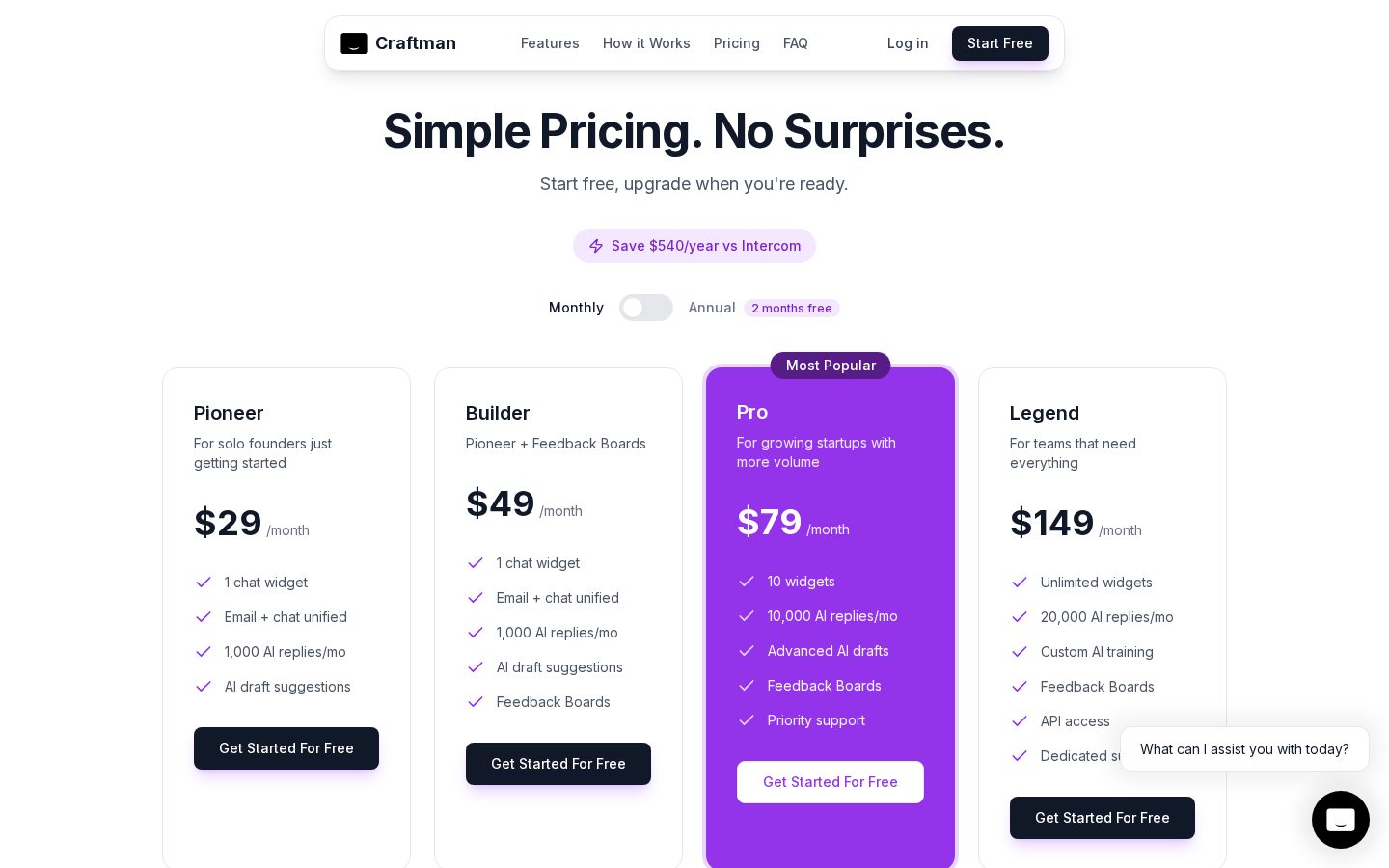 Craftman Pricing