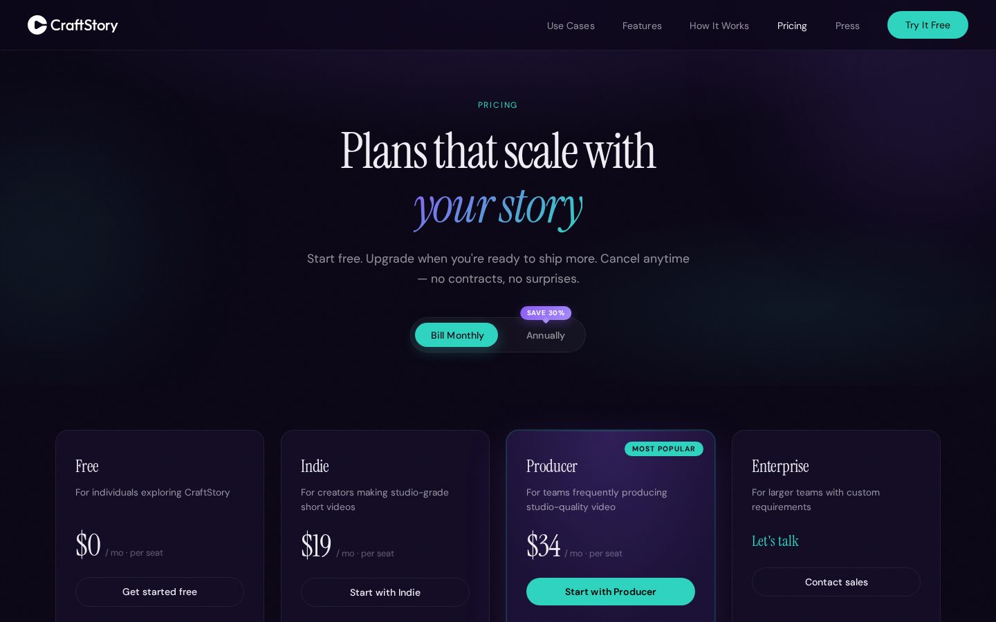 CraftStory Pricing