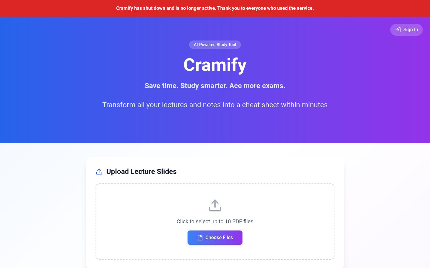Cramify Homepage