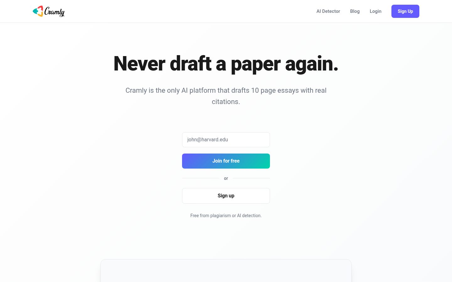 Cramly AI Homepage