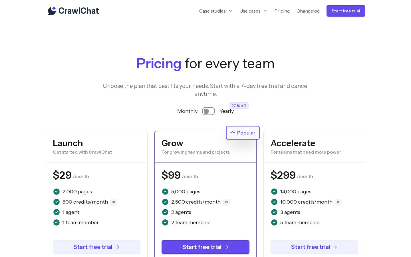 CrawlChat Pricing