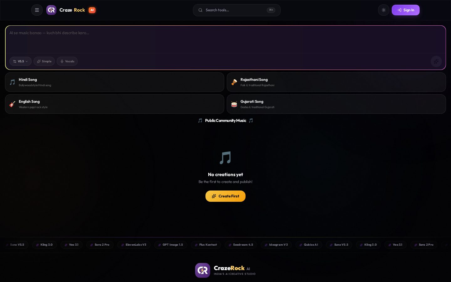 CrazeRock AI Homepage
