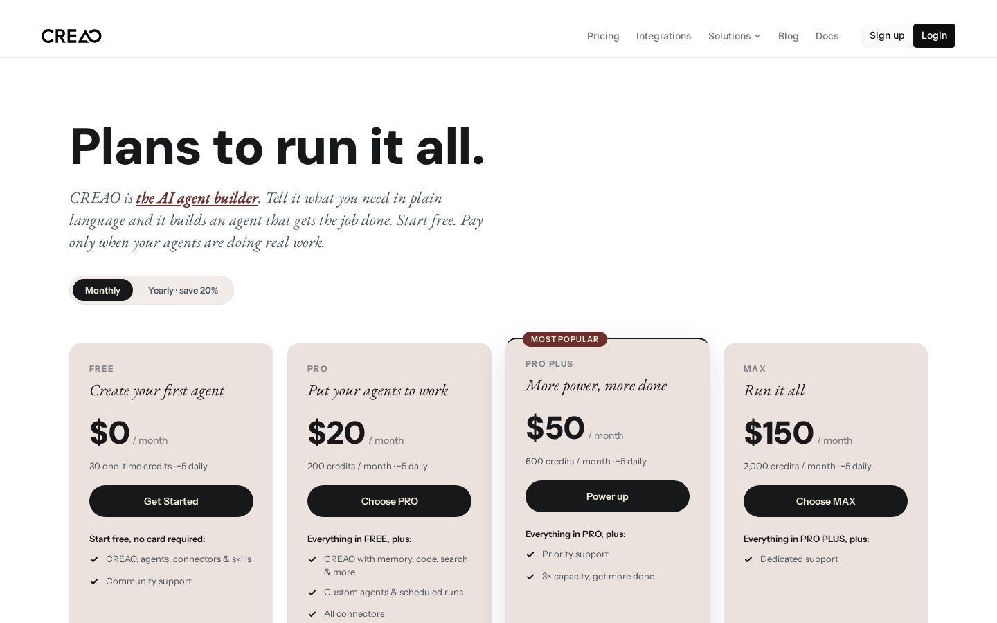 CREAO Pricing