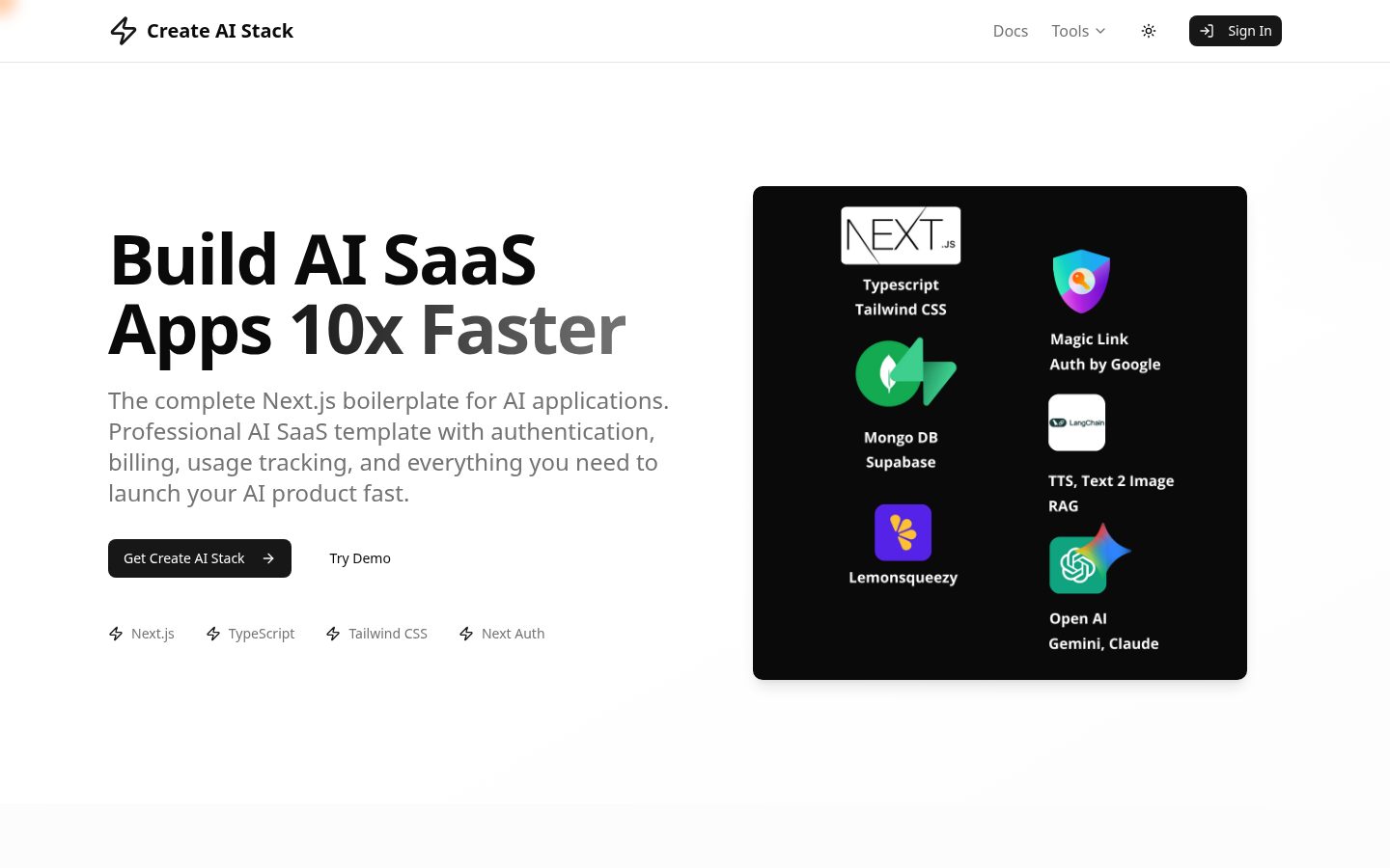 Create AI Stack Homepage