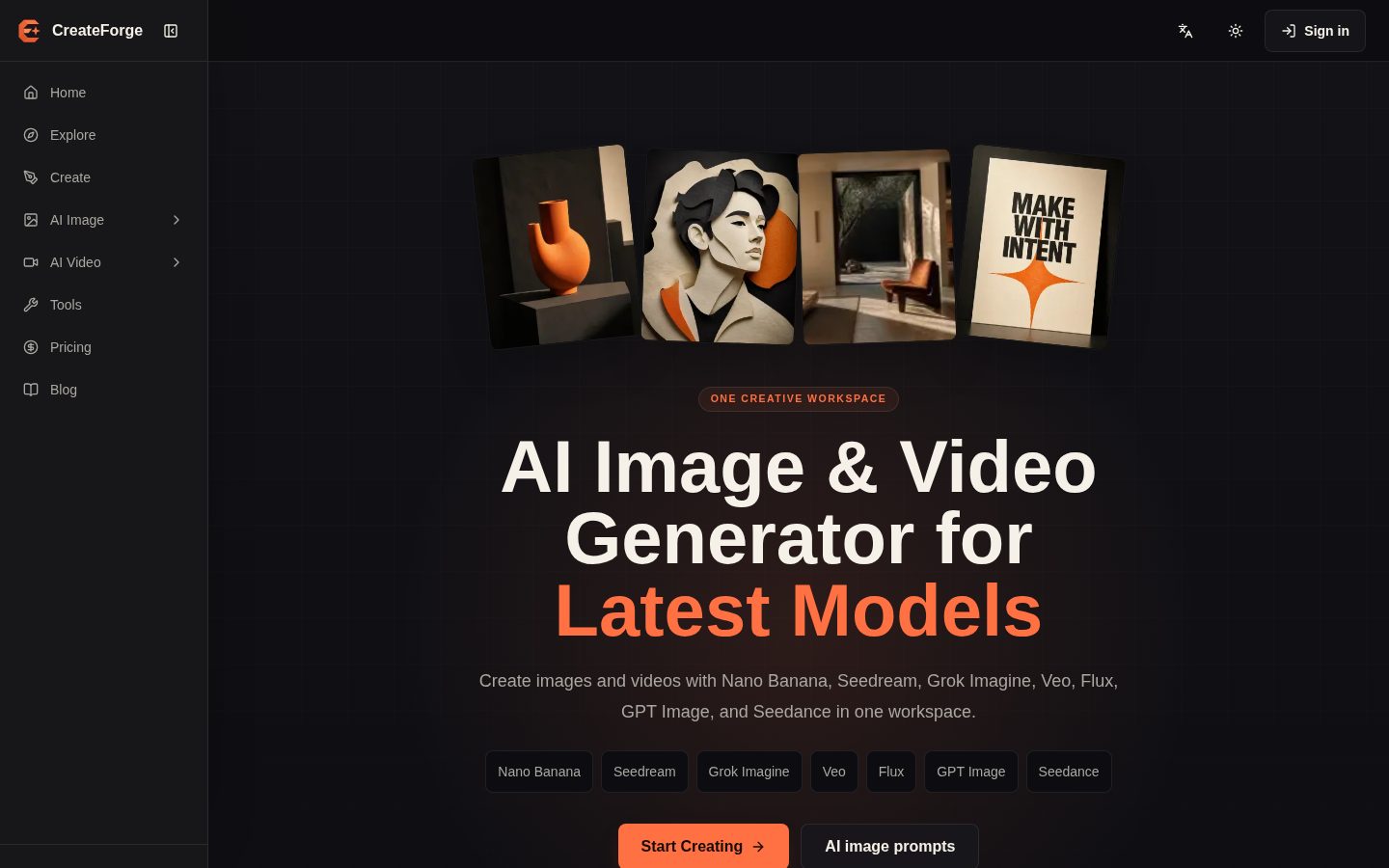 CreateForge AI Homepage