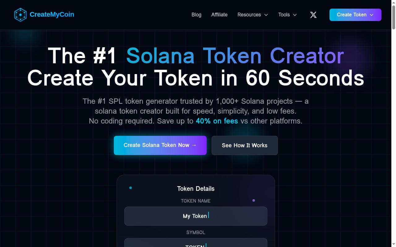 CreateMyCoin Homepage