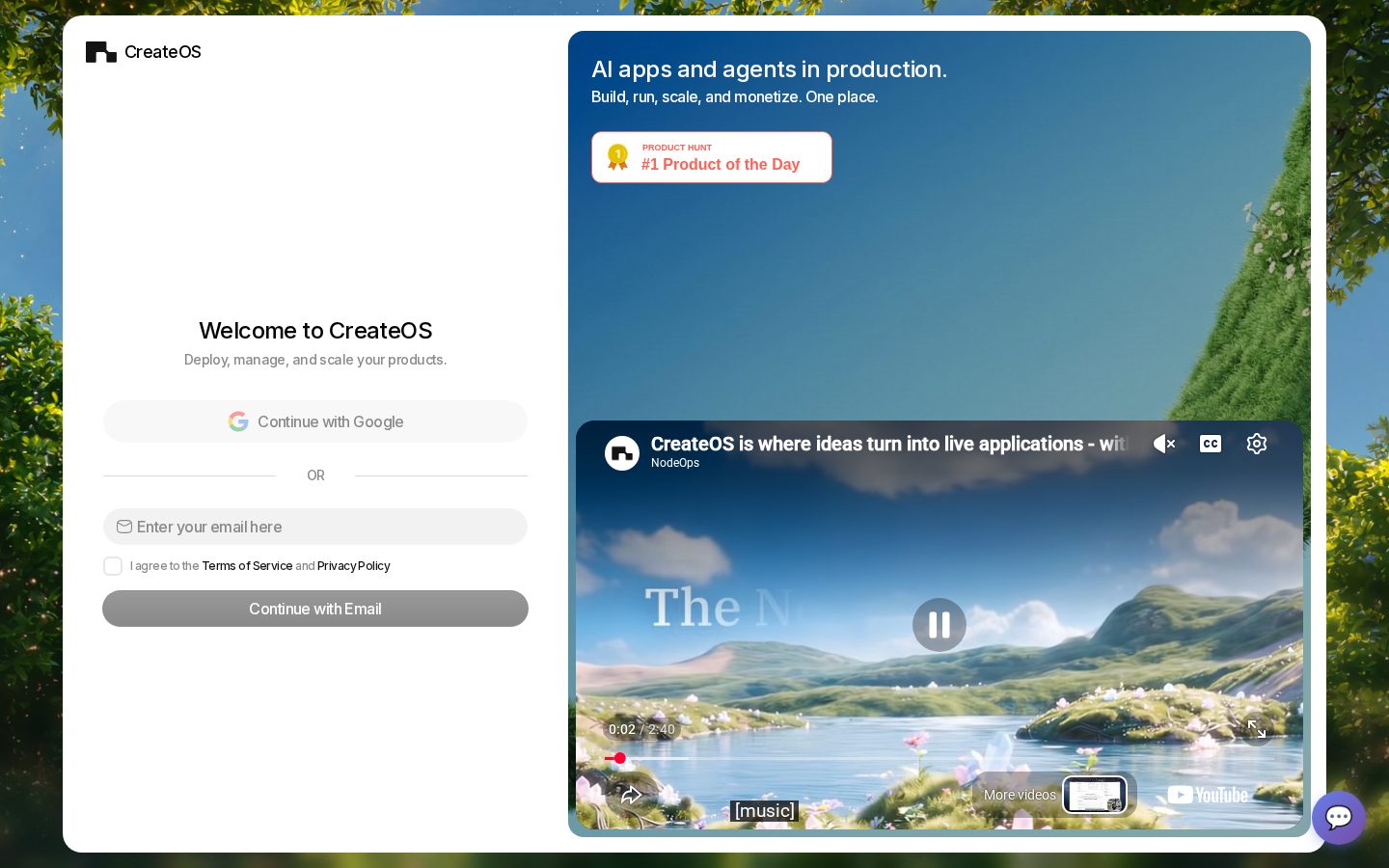 CreateOS Homepage