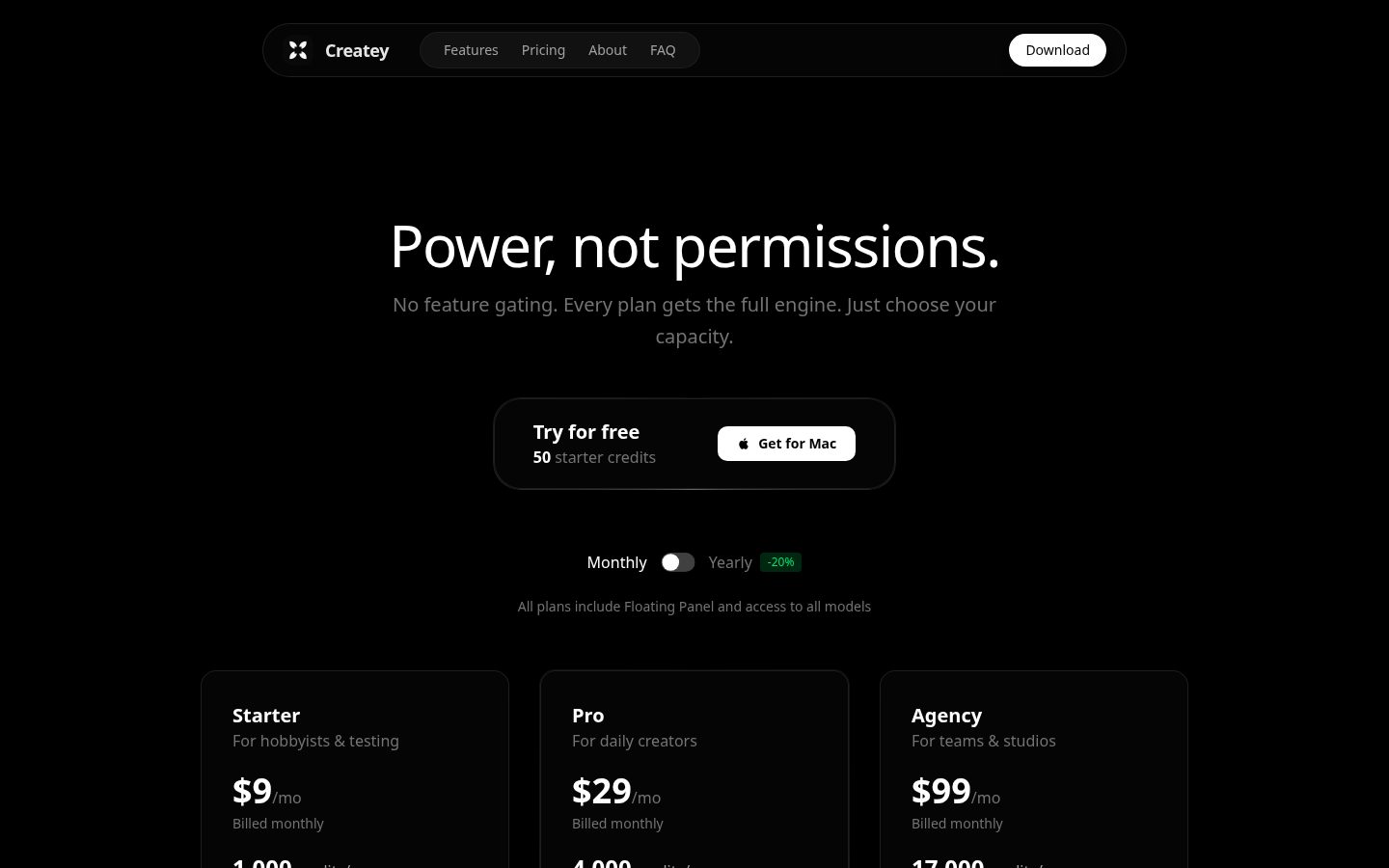 Createy Pricing