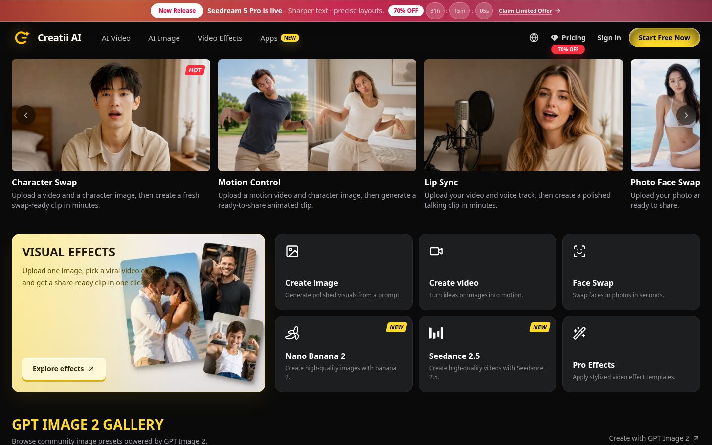 Creatii AI Homepage