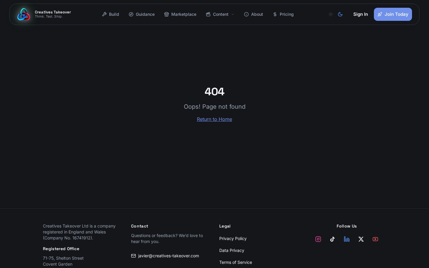 Creatives Takeover Homepage