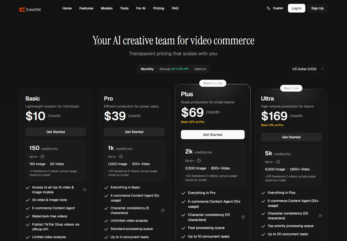 CreatOK pricing