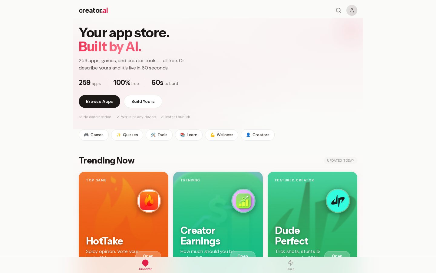 Creator.ai Homepage