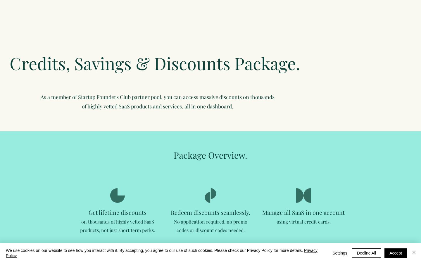 Credits, savings and discounts. Homepage