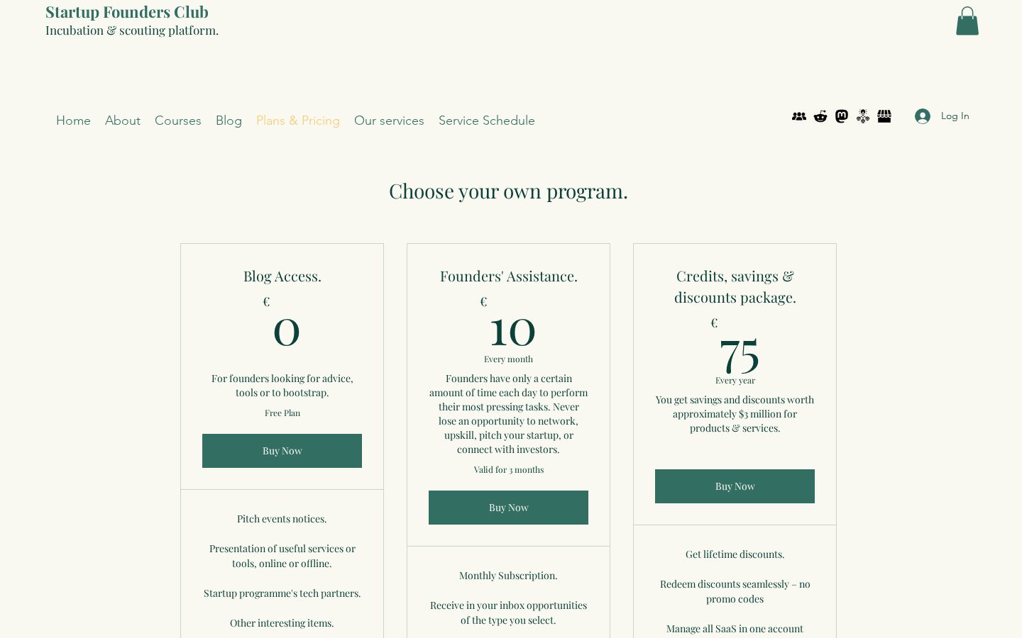 Credits, savings and discounts. Pricing