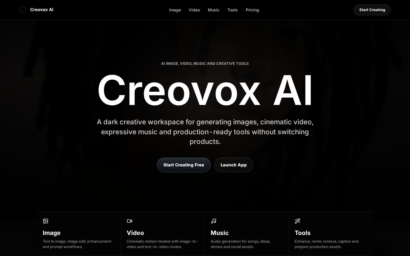 Creovox AI Homepage