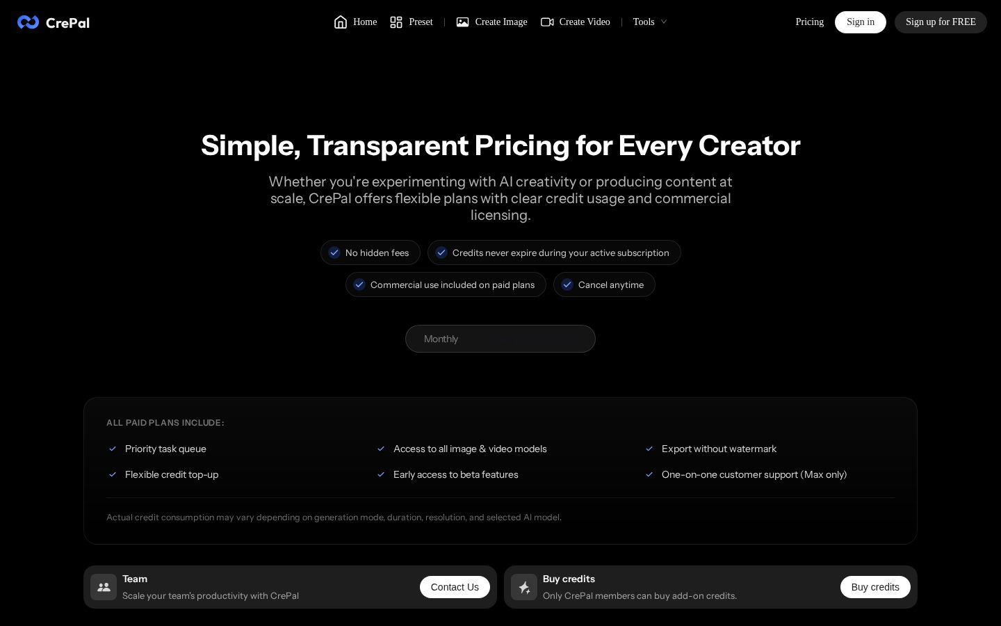 CrePal Pricing