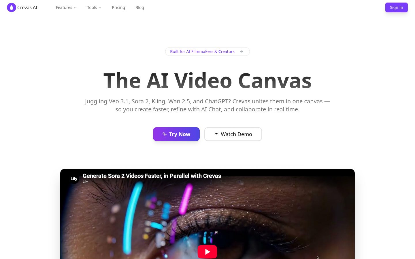 Crevas AI Homepage