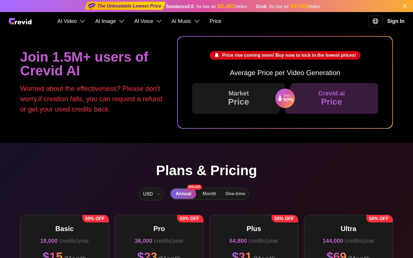 Crevid Pricing