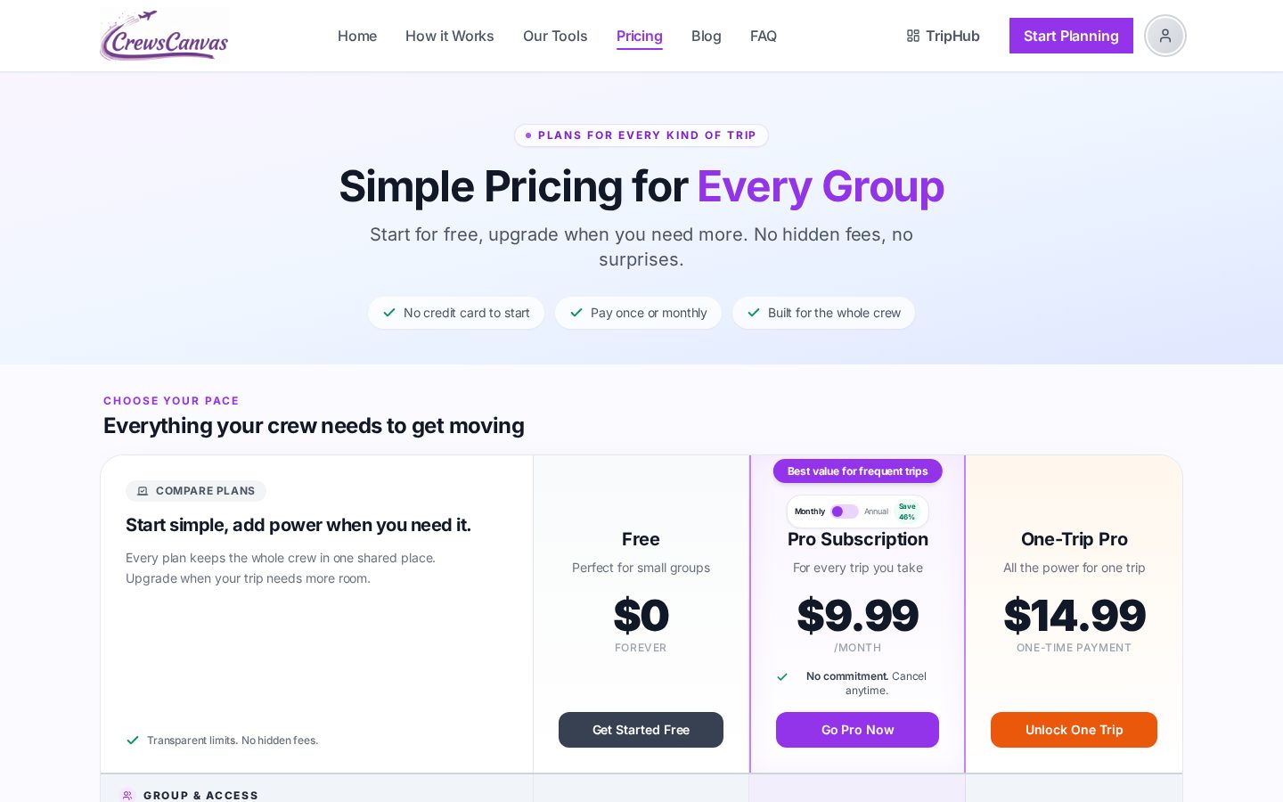 CrewsCanvas Pricing