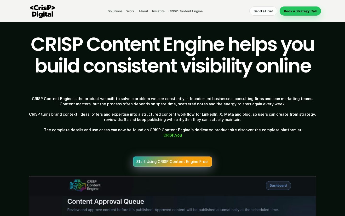 CRISP Content Engine Homepage