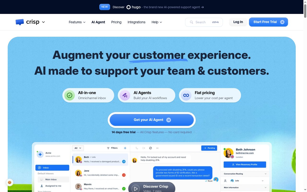 Crisp homepage