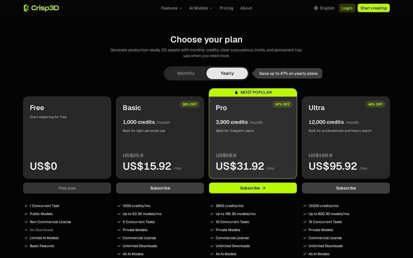 Crisp3D Pricing
