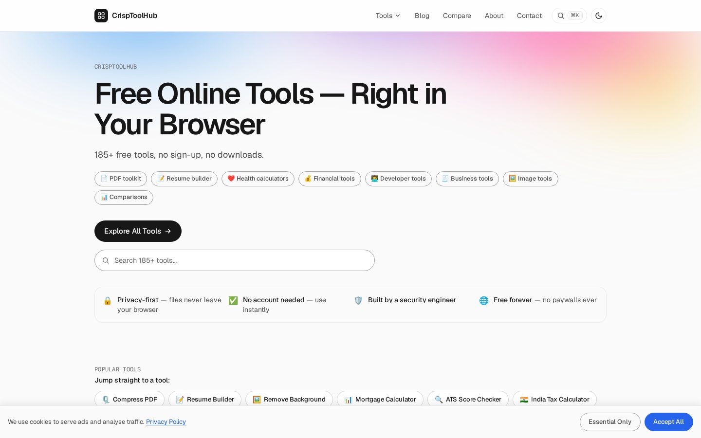 CrispToolHub Homepage