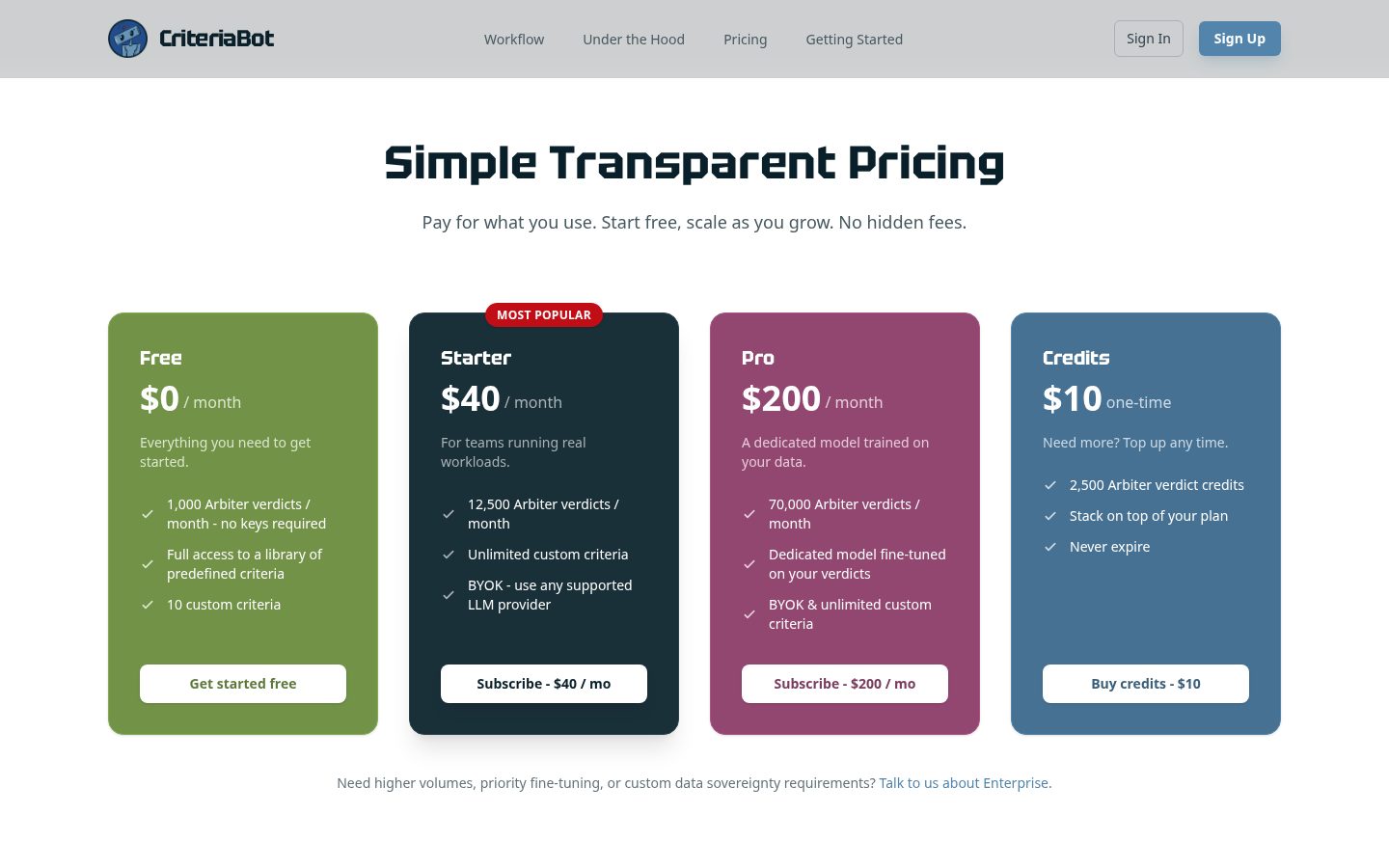 CriteriaBot Pricing