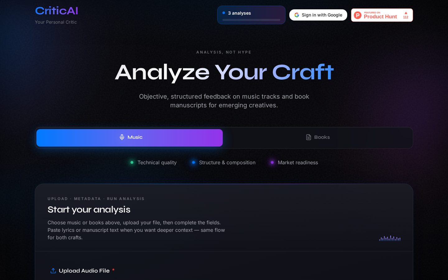 CriticAI Homepage
