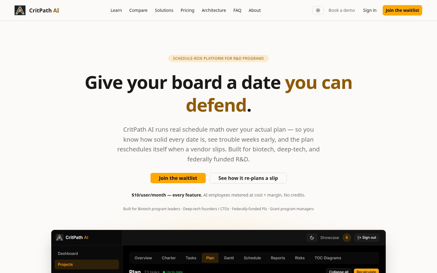 CritPath AI Homepage