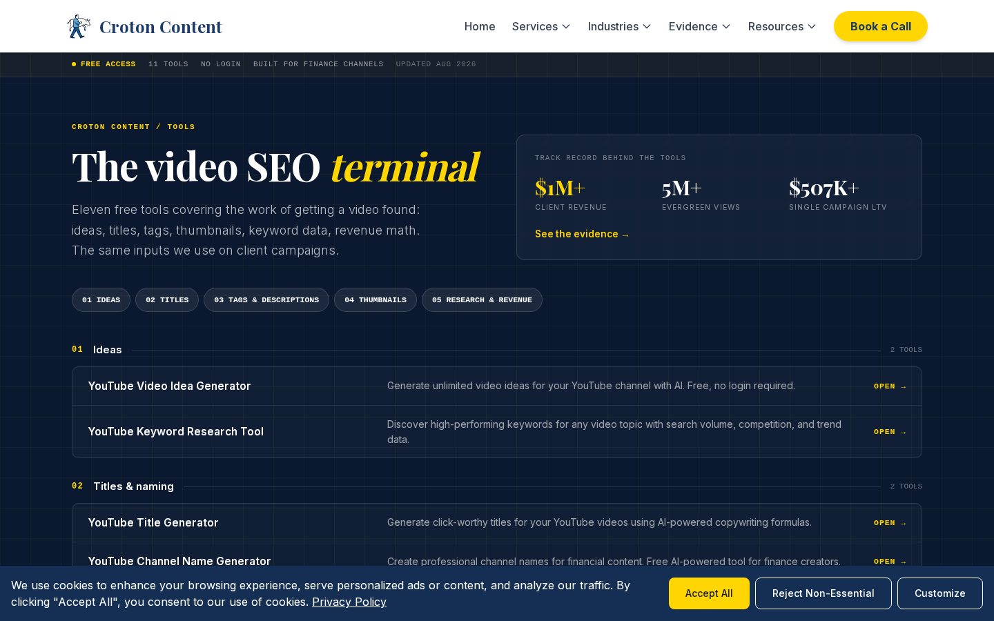 Croton Content Tools Homepage