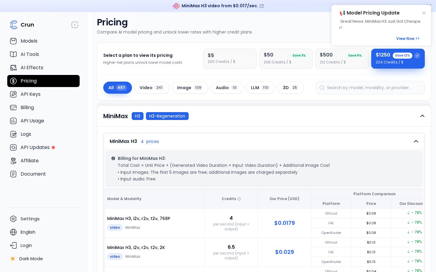 Crun AI Pricing