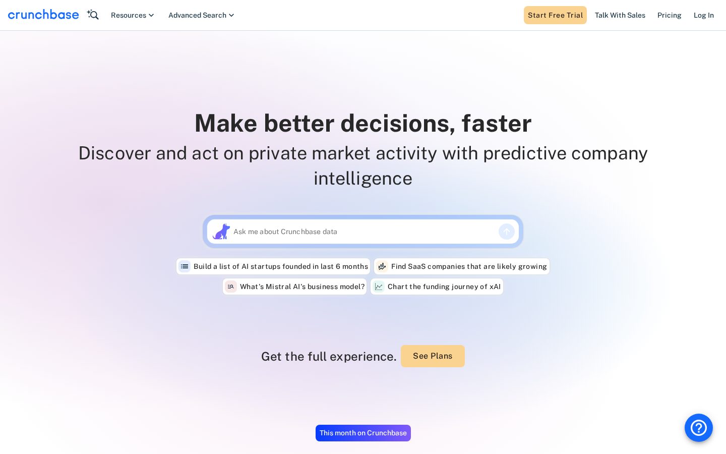 Crunchbase Homepage