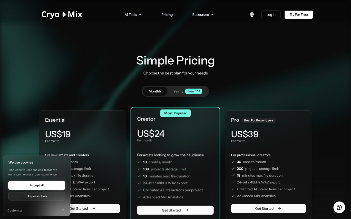 Cryo Mix Pricing