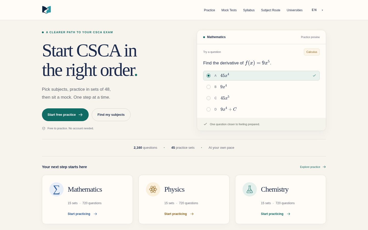 CSCA Preparation Homepage