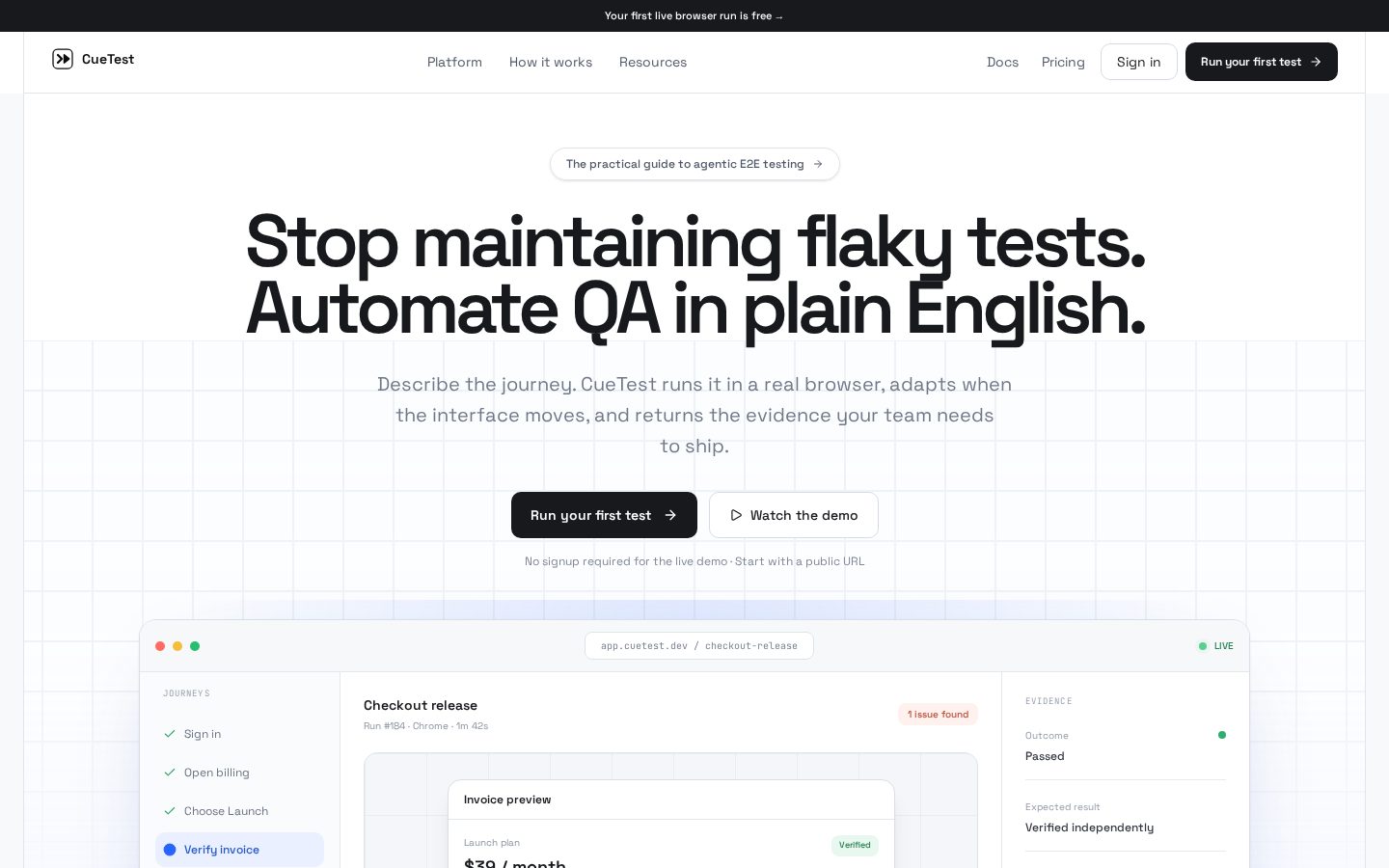 CueTest Homepage