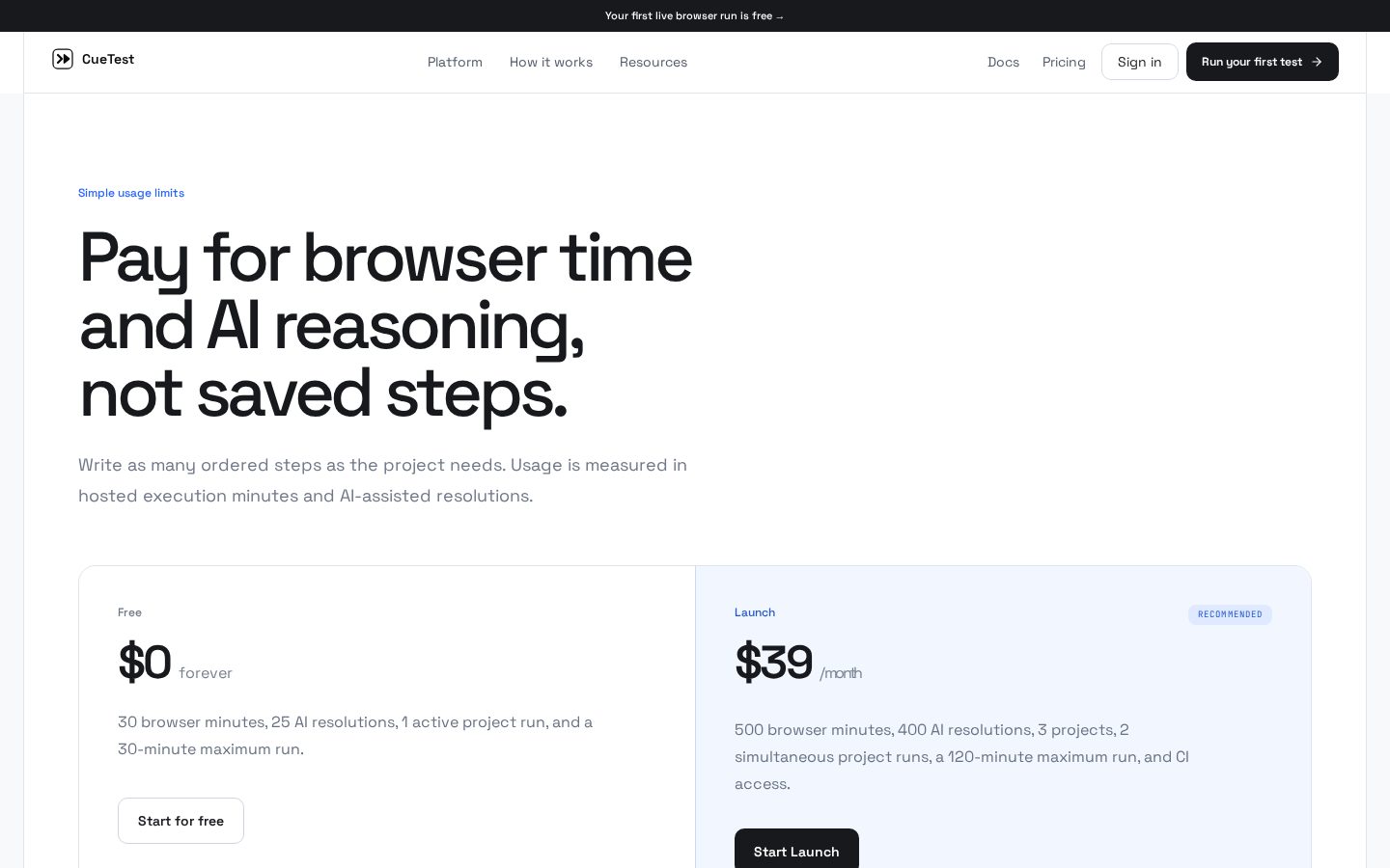 CueTest Pricing