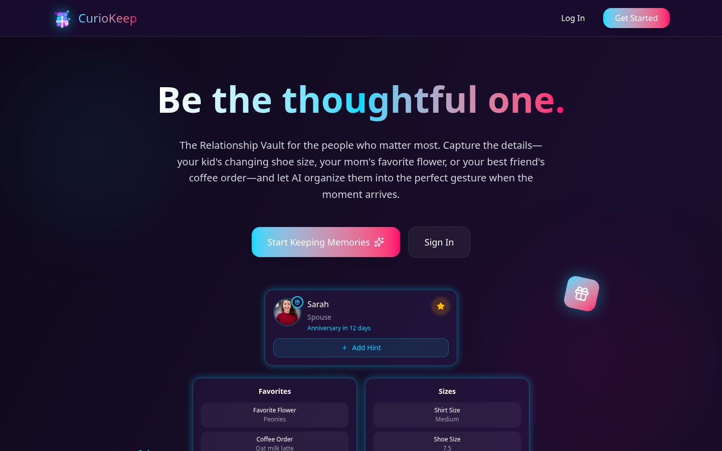 CurioKeep Homepage