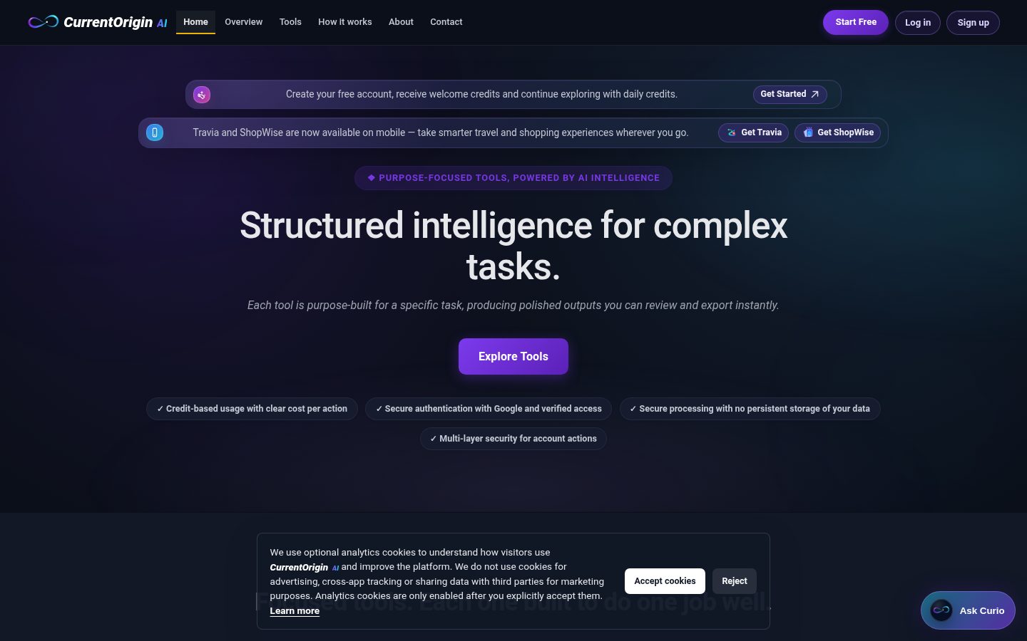 CurrentOrigin AI Homepage