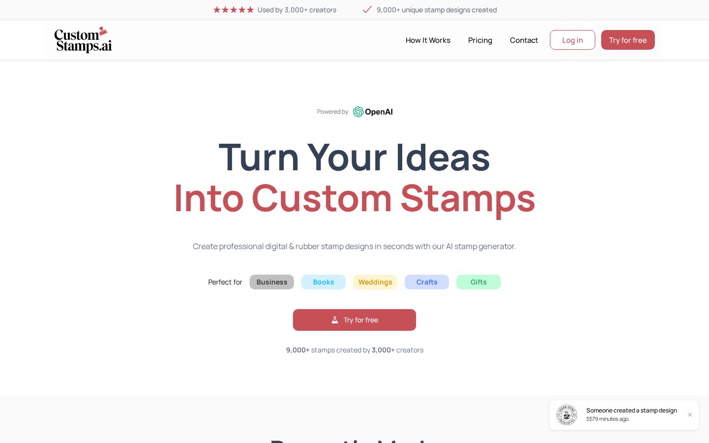 Custom Stamps AI Homepage