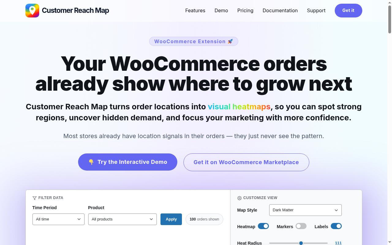 Customer Reach Map Homepage