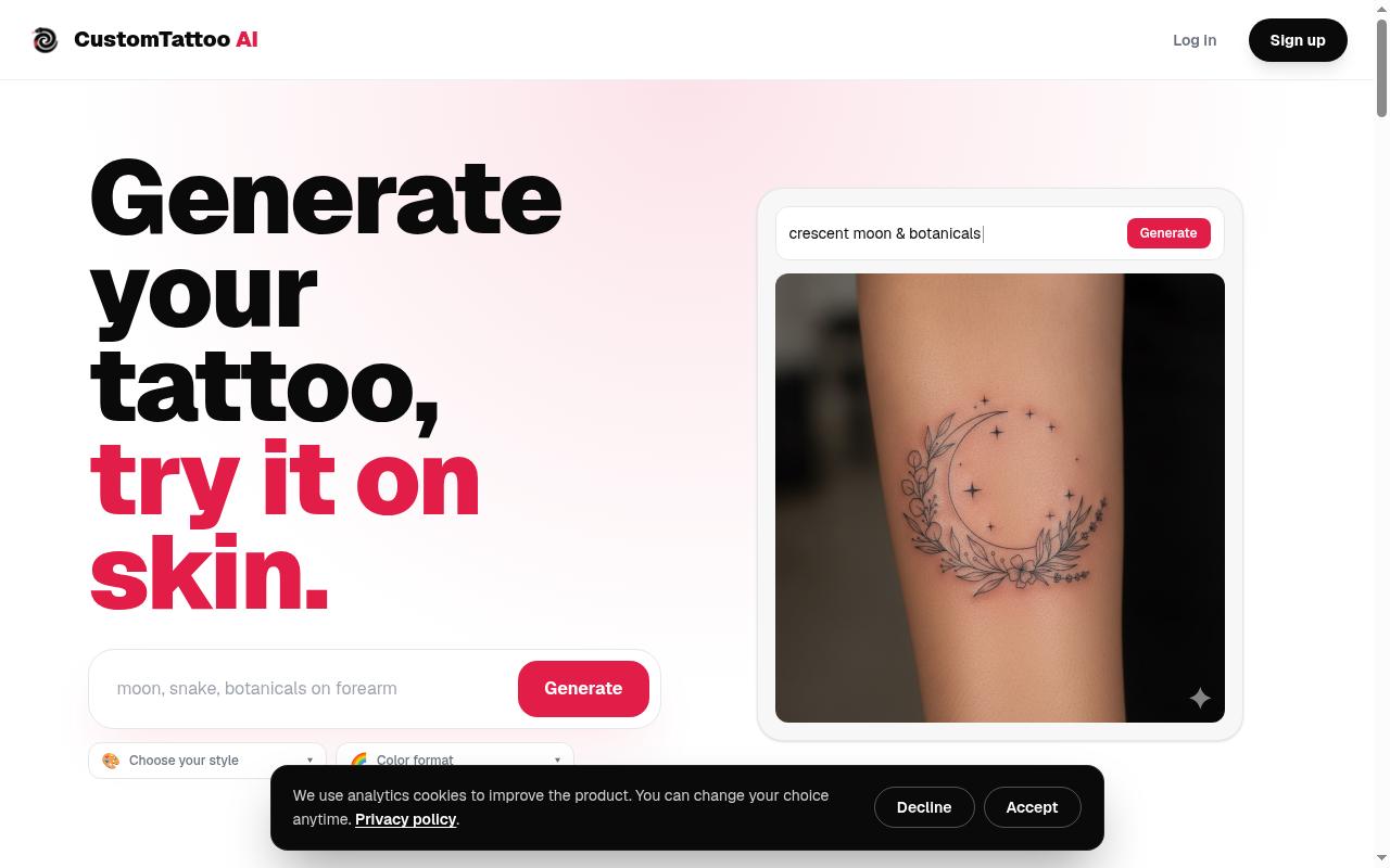 CustomTattoo AI Homepage