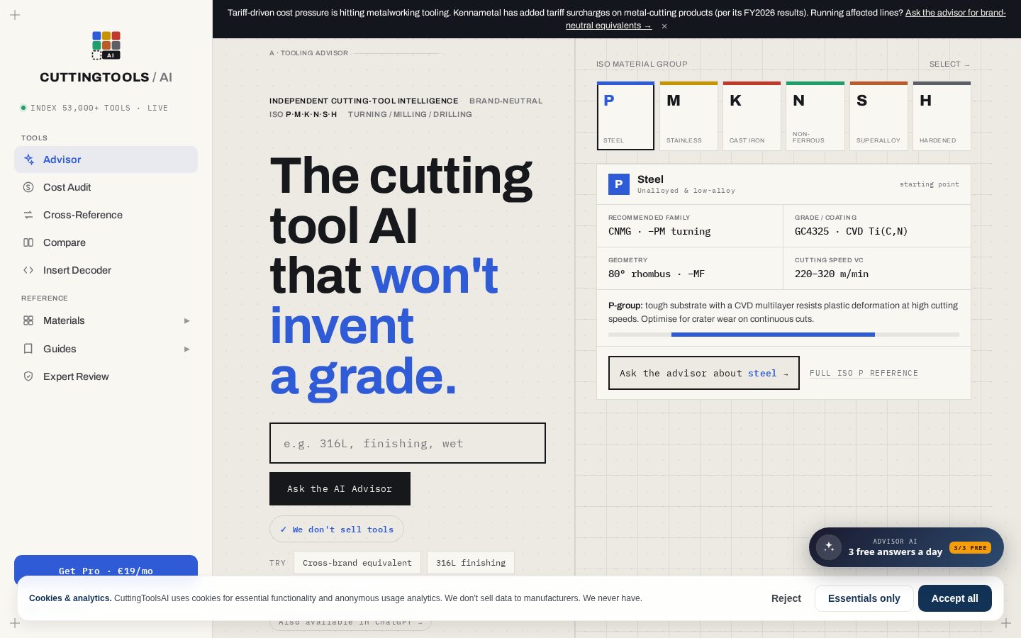 CuttingToolsAI Homepage