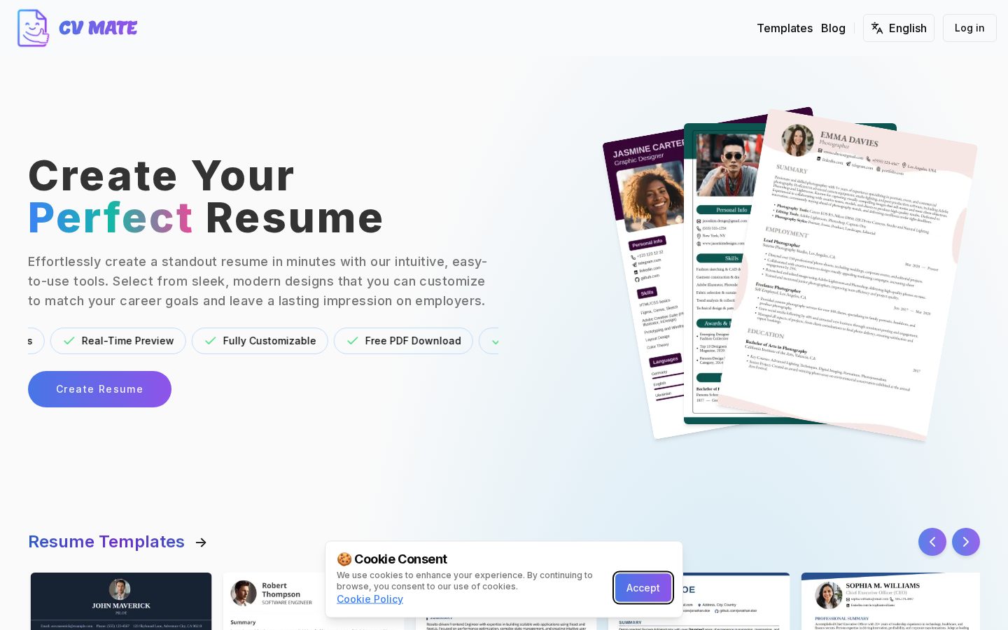CV Mate Homepage