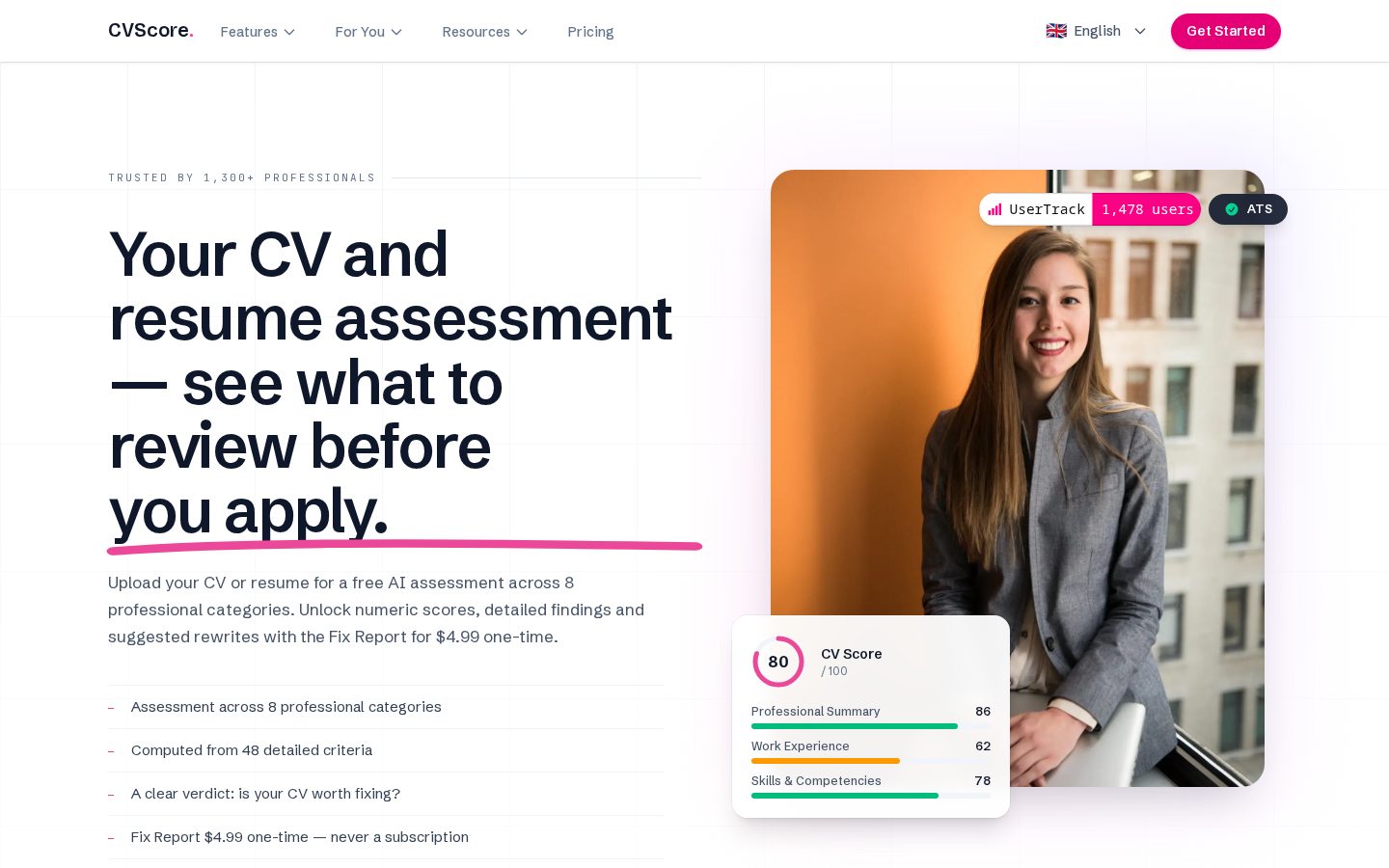 CV Score Homepage